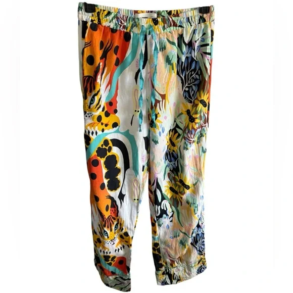 Marcos Navarro for Anthropologie Flannel Sleep Pants Animal Print Colorful, M - Picture 5 of 14